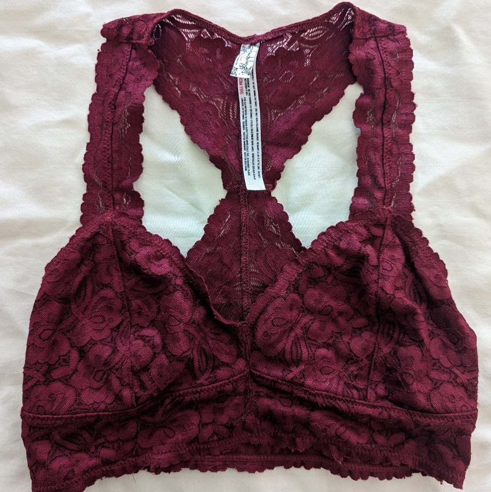 Free People Intimately burgundy racer back bralette